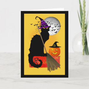 Le Chat Noir Halloween Witch Card
