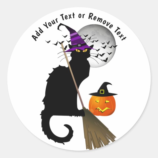 Le Chat Noir Halloween Witch Classic Round Sticker (Front)