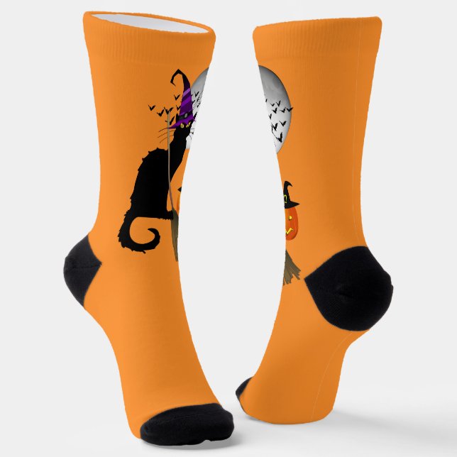 Le Chat Noir Halloween Witch Socks (Angled)