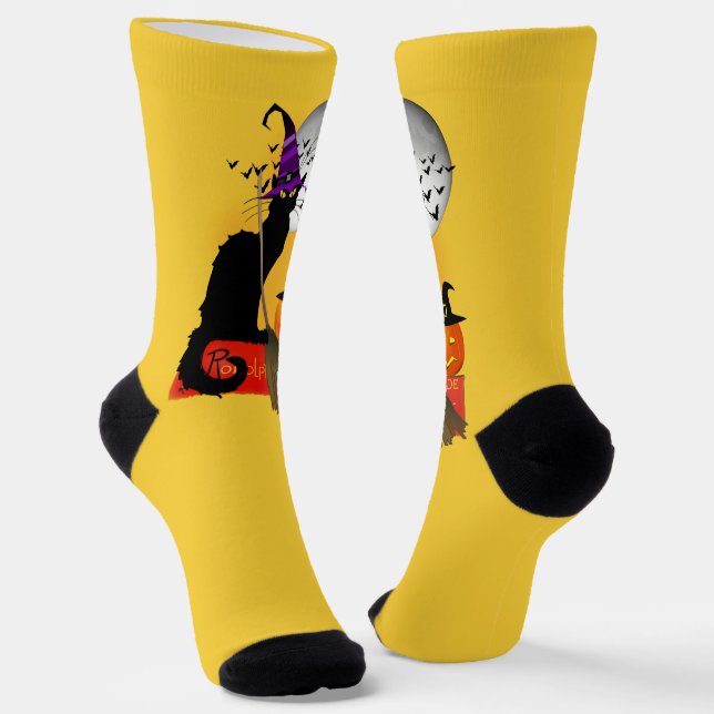 Le Chat Noir Halloween Witch Socks (Angled)