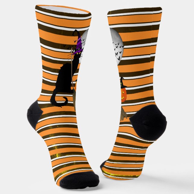 Le Chat Noir Halloween Witch Socks (Angled)