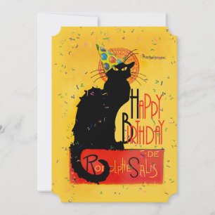 Le Chat Noir - Happy Birthday Greetings Invitation