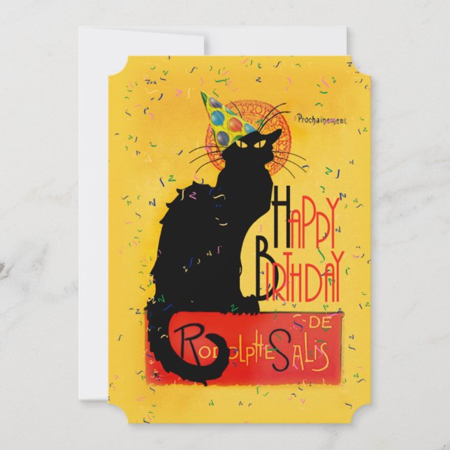 Le Chat Noir Happy Birthday Invitation (Front)