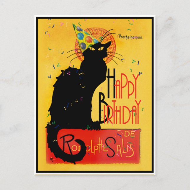 Le Chat Noir Happy Birthday Postcard (Front)
