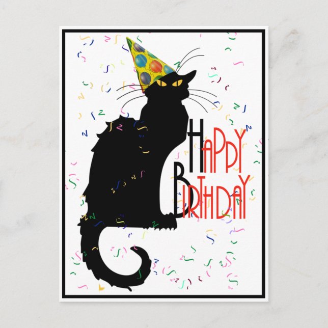 Le Chat Noir Happy Birthday Postcard (Front)