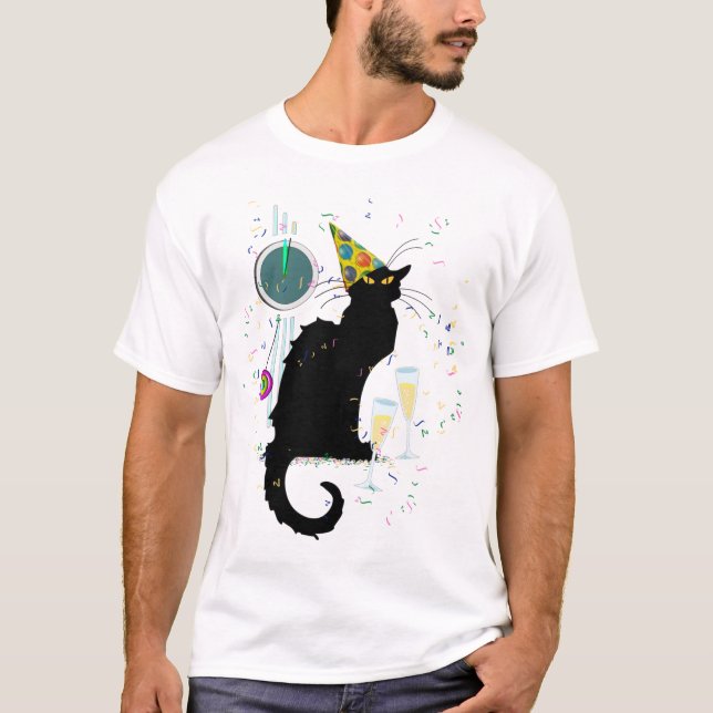 Le Chat Noir Happy New Year Party T-Shirt (Front)