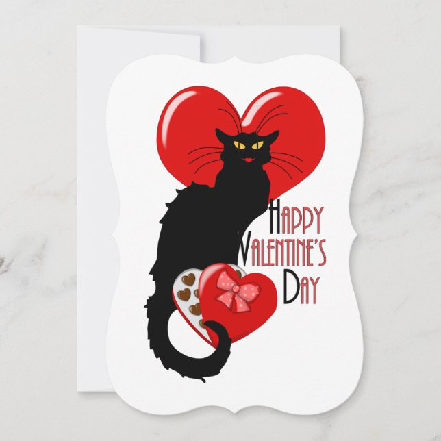 Le Chat Noir Heart Candy Valentine's Day  Invitation (Front)