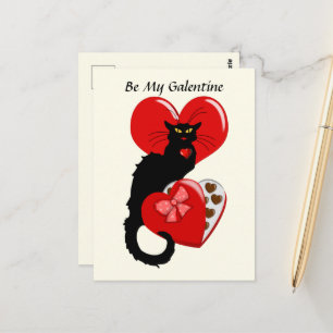 Le Chat Noir Heart Candy Valentine's Day Postcard