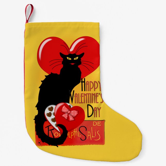 Le Chat Noir Heart Candy Valentine's Day  Small Christmas Stocking (Front)