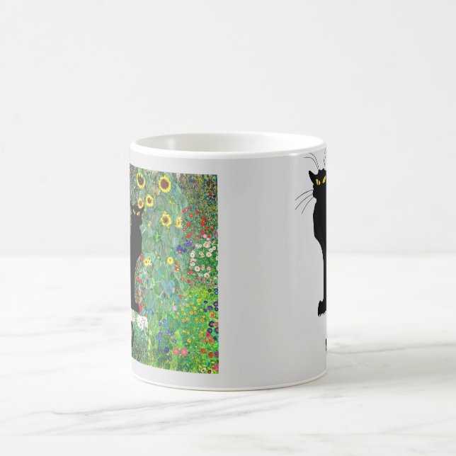 Le Chat Noir in Klimt’s Garden Coffee Mug (Center)