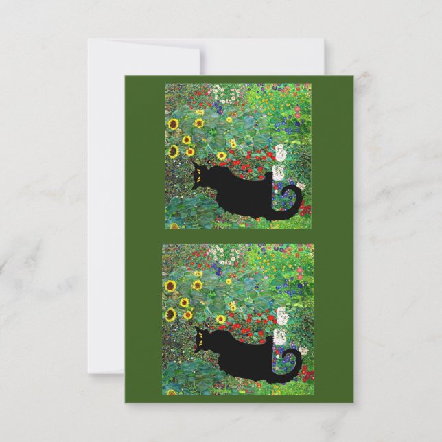 Le Chat Noir in Klimt’s Garden, Thank You Card (Front)