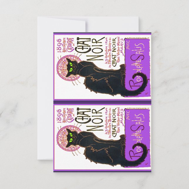 Le Chat Noir in Purple, Cat Art, Art Parody,  Thank You Card (Front)