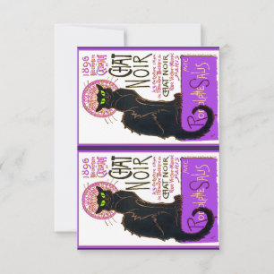 Le Chat Noir in Purple, Cat Art, Art Parody,  Thank You Card