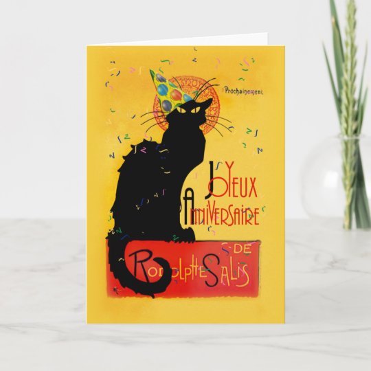 Le Chat Noir Joyeux Anniversaire Card Zazzle Co Uk