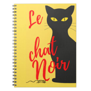 Le Chat Noir Modern Red and Yellow Notebook