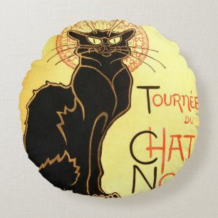 Le chat noir,Original billboard Round Cushion