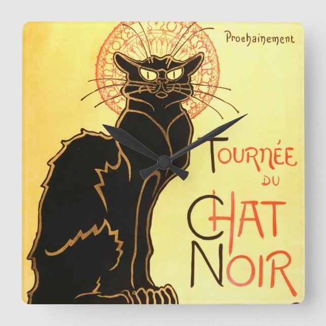 Le chat noir,Original billboard Square Wall Clock (Front)