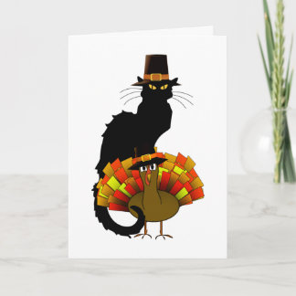 Le Chat Noir Pilgrim Thanksgiving Holiday Card