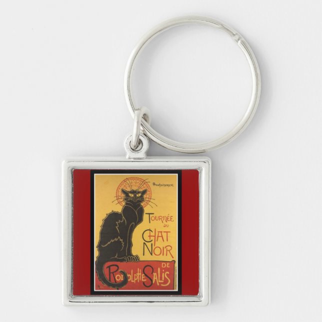 LE CHAT NOIR PRINT (French for "The Black Cat") Key Ring (Front)