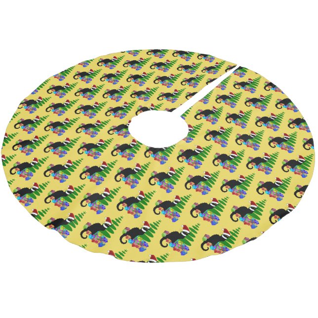 Le Chat Noir Santa Hat Christmas Brushed Polyester Tree Skirt (Angled)