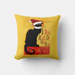 Le Chat Noir Santa Hat Christmas Cushion