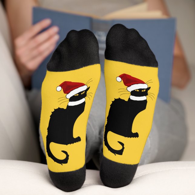 Le Chat Noir Santa Hat Christmas Socks (Bottom)