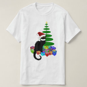 Le Chat Noir Santa Hat Christmas T-Shirt