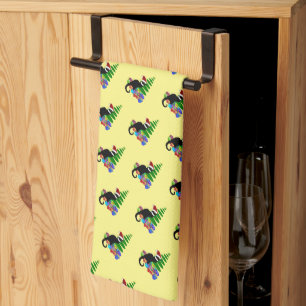 Le Chat Noir Santa Hat Christmas Tea Towel