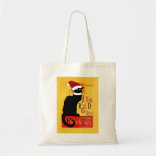 Le Chat Noir Santa Hat Christmas Tote Bag