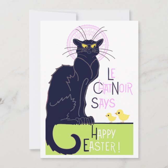 Le Chat Noir says Happy Easter Holiday Card (Front)