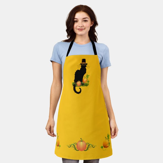 Le Chat Noir Thanksgiving and Pilgrim Turkey Apron (Worn)