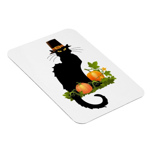 Le Chat Noir Thanksgiving and Pilgrim Turkey Magnet (Right Side)