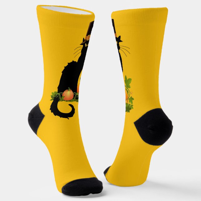 Le Chat Noir Thanksgiving and Pilgrim Turkey Socks (Angled)