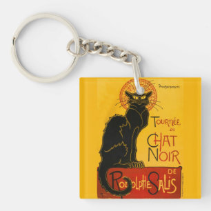 Le Chat Noir The Black Cat Art Nouveau Vintage Key Ring