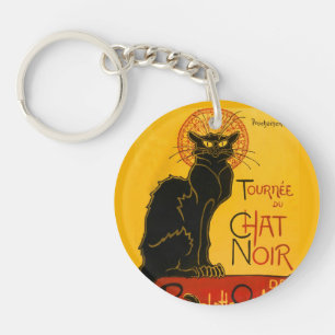 Le Chat Noir The Black Cat Art Nouveau Vintage Key Ring