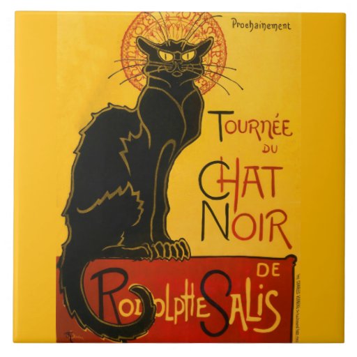 Image of Le Chat Noir The Black Cat Art Nouveau Vintage Tile