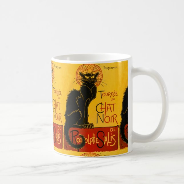 Le Chat Noir Vintage Black Cat Art Nouveau Retro Coffee Mug (Right)