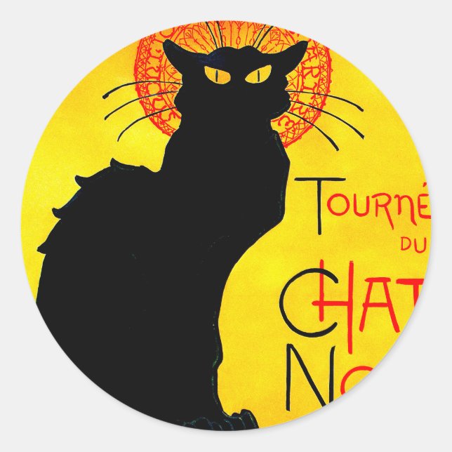 Le Chat Noir Vintage Classic Round Sticker (Front)
