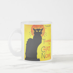 Le Chat Noir Vintage Frosted Glass Coffee Mug