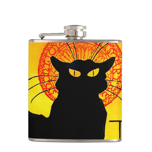 Le Chat Noir Vintage Hip Flask (Front)