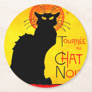 Le Chat Noir Vintage Round Paper Coaster