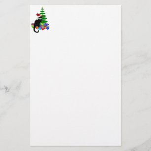 Le Chat Noir With Christmas Tree Stationery