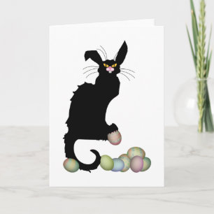 Le Chat Noir with Coloured Easter Eggs Holiday Card