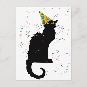 Le Chat Party Hat & Confetti Postcard