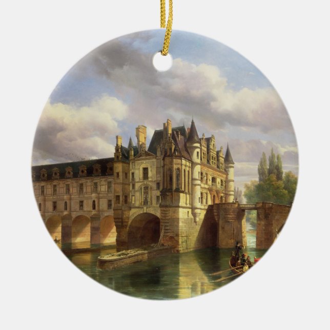 Le Chateau de Chenonceau, 1843 (oil on canvas) Ceramic Tree Decoration (Front)