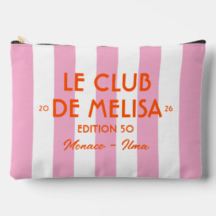 Le Club Custom Name Edition 50 Cabana Pink Stripe Accessory Pouch