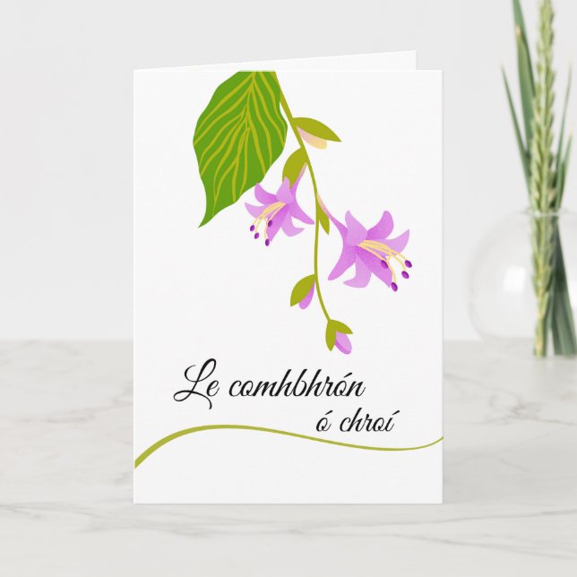 Le comhbhrón ó chroí Sympathy in Gaelic Botanical Card (Front)