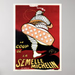 Le Coup De La SEMELLE MICHELIN French Art Deco Poster<br><div class="desc">High res reproduction,  Photoshop corrected for sharp prints and vibrant crisp colours,  best effort digital repaired for tears,  dirt and filled in missing elements. Le Coup De La SEMELLE MICHELIN Tires French Art Deco Poster.</div>