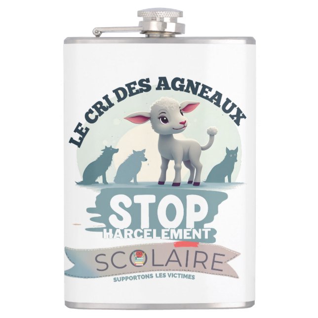 Le Cri des Agneaux : stop harcèlement scolaire Hip Flask (Front)