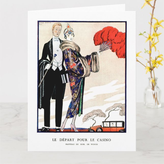 Le départ pour le casino by George Barbier  Card (Yellow Flower)
